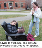 Area Woman Dons Scarf, Clogs, Looks Forward to Day Full of Making Students Uncomfortable Through Prayer
