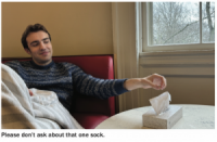 Tissue Box Suspiciously Close To Man's Bed
